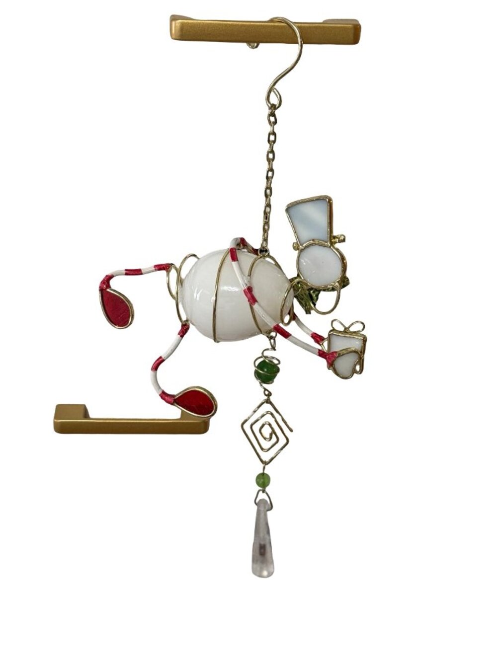 Vintage Stained Glass Snowman Ornament Suncatcher Hanging Christmas Decoration 1 - Picture 3 of 4